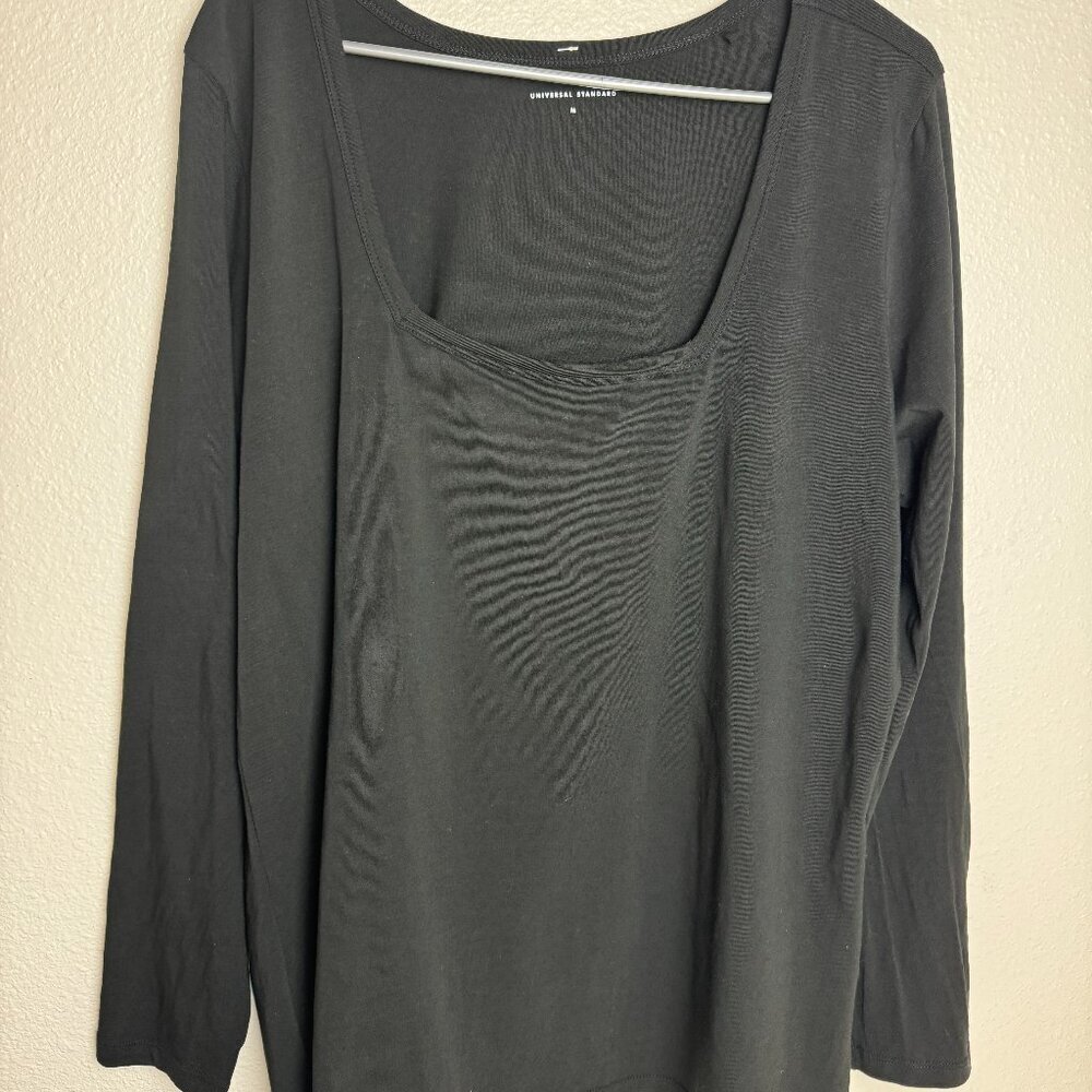 Universal Standard Tee-shirt Long Sleeve Black Pima Cotton Sz 18-20